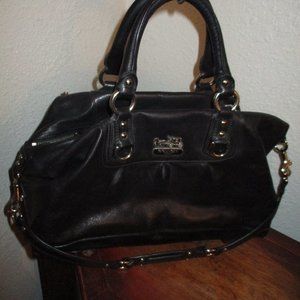 Coach bag heavy black leather, silver hardwear